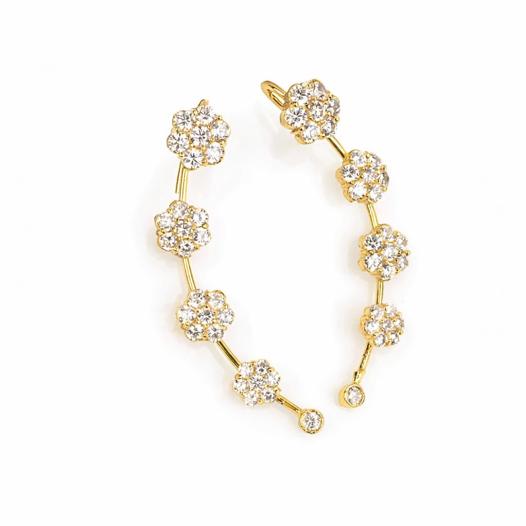 Floral Diamond Ear Climbers